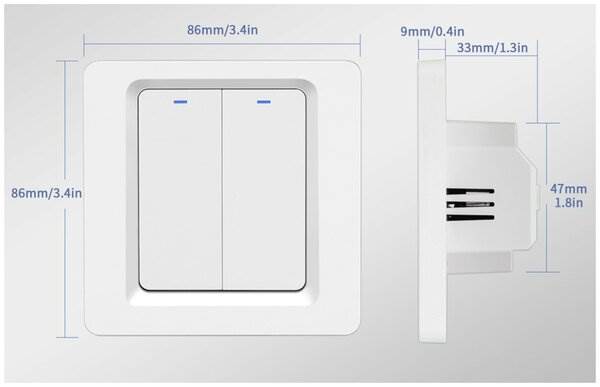 Умный одноклавишный выключатель Wi-Fi+Bluetooth Terem Techno с Алисой универсальный без нуля И С нулем белый импульсный