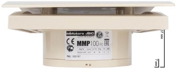 Вытяжной бесшумный вентилятор для ванной Mmotors ММР 100 пластик бежевый, слоновая кость, тонкий